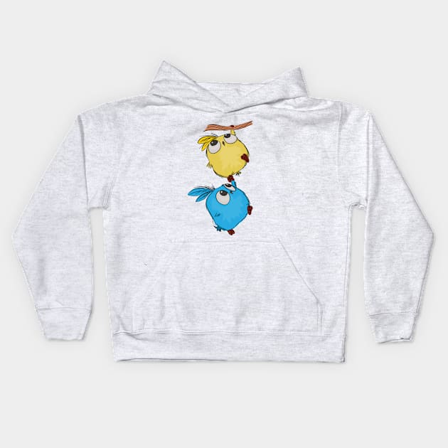 cute bird cartoon Kids Hoodie by BINTSTUDIO